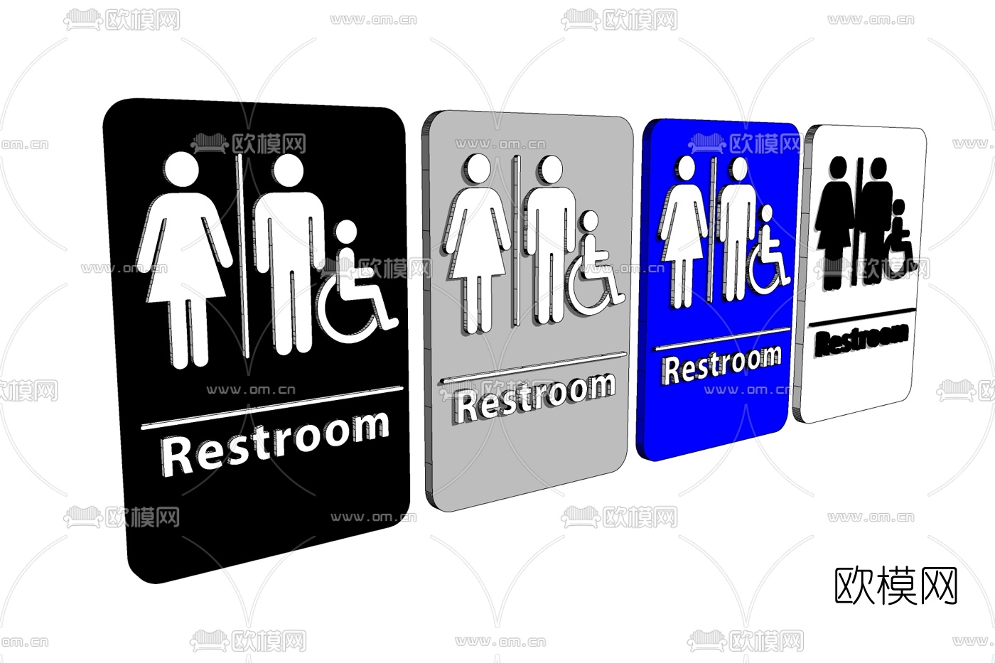 现代卫生间标志免费su模型下载