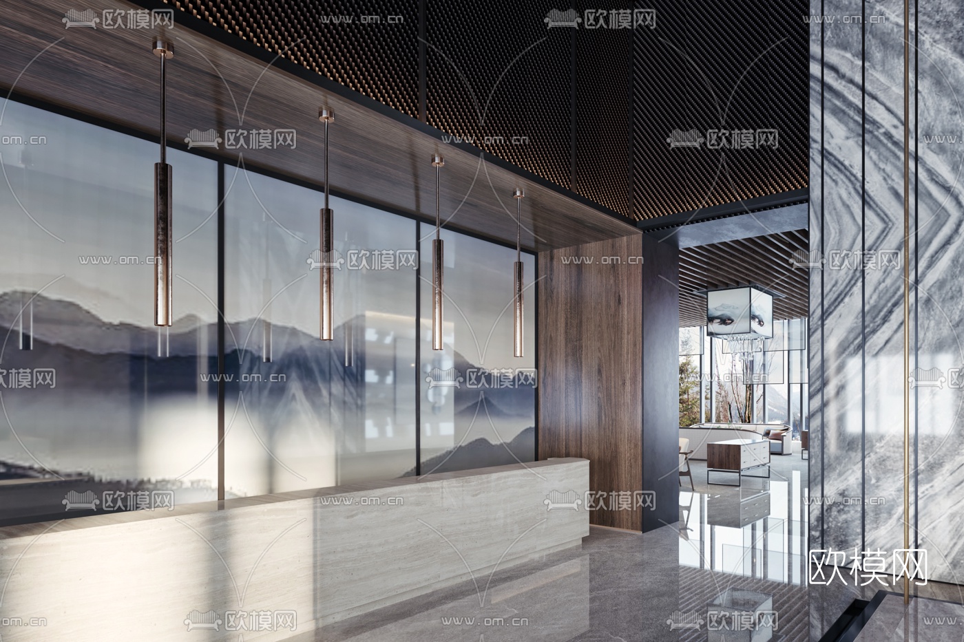 新中式售楼处3d模型