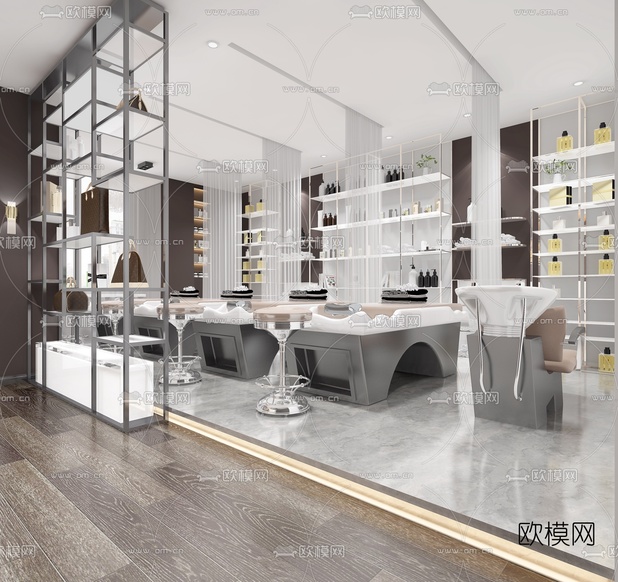 现代美发店3d模型下载(渲染图1)