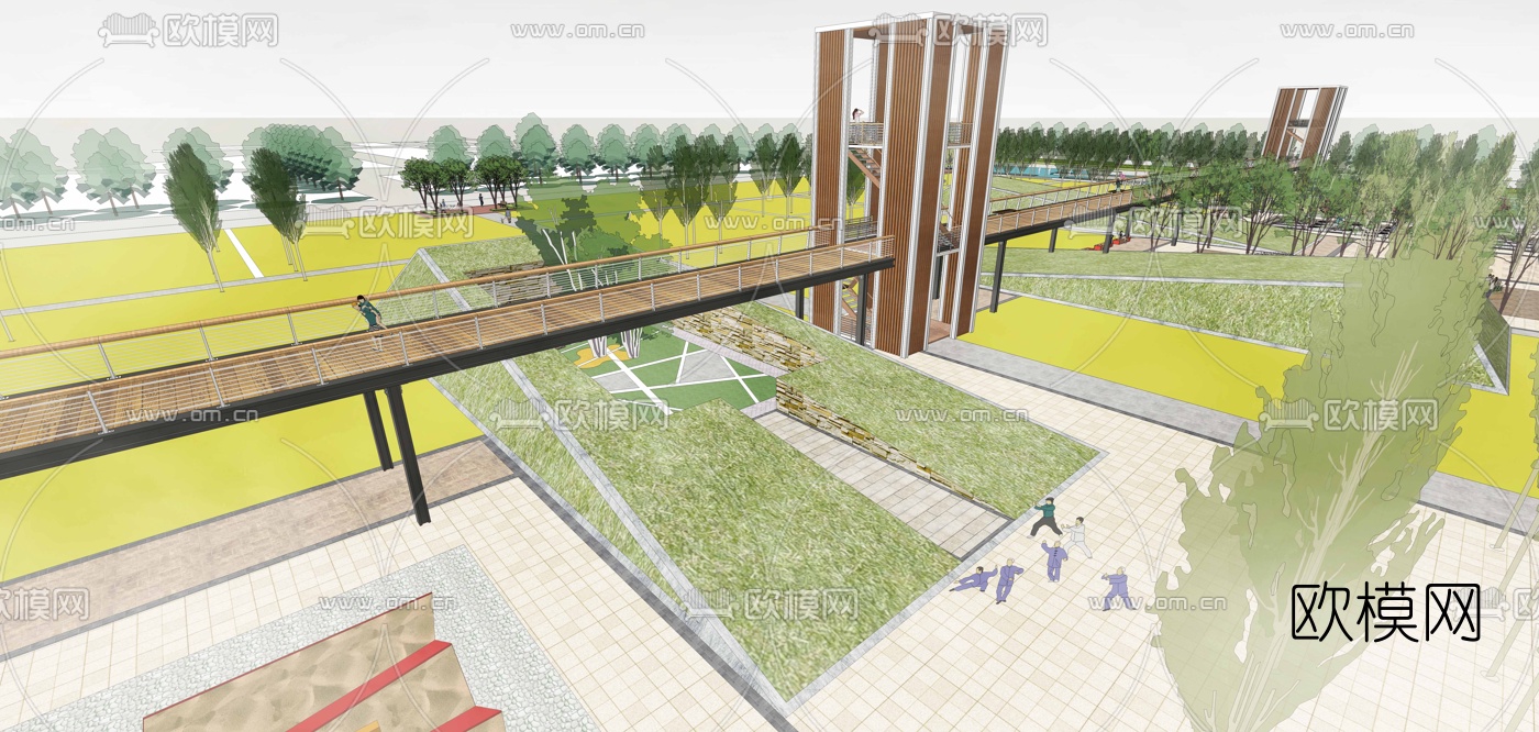 现代公园景观su模型下载（渲染图3）