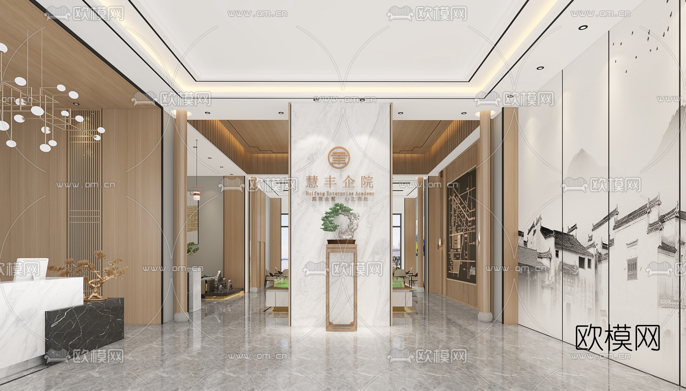 新中式售楼部洽谈区3d模型