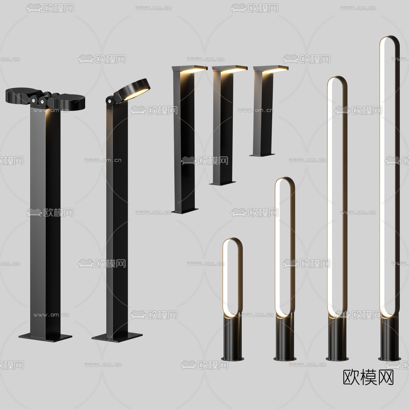 现代户外灯草坪灯3d模型下载