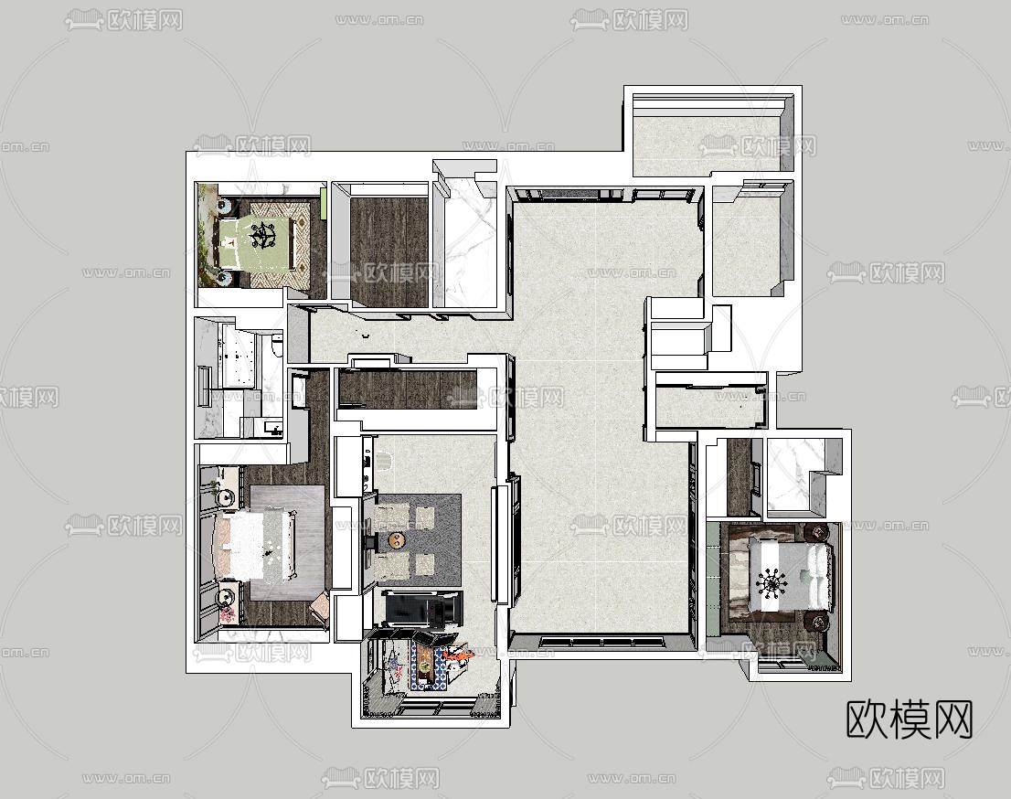 现代室内健身房su模型下载（渲染图4）