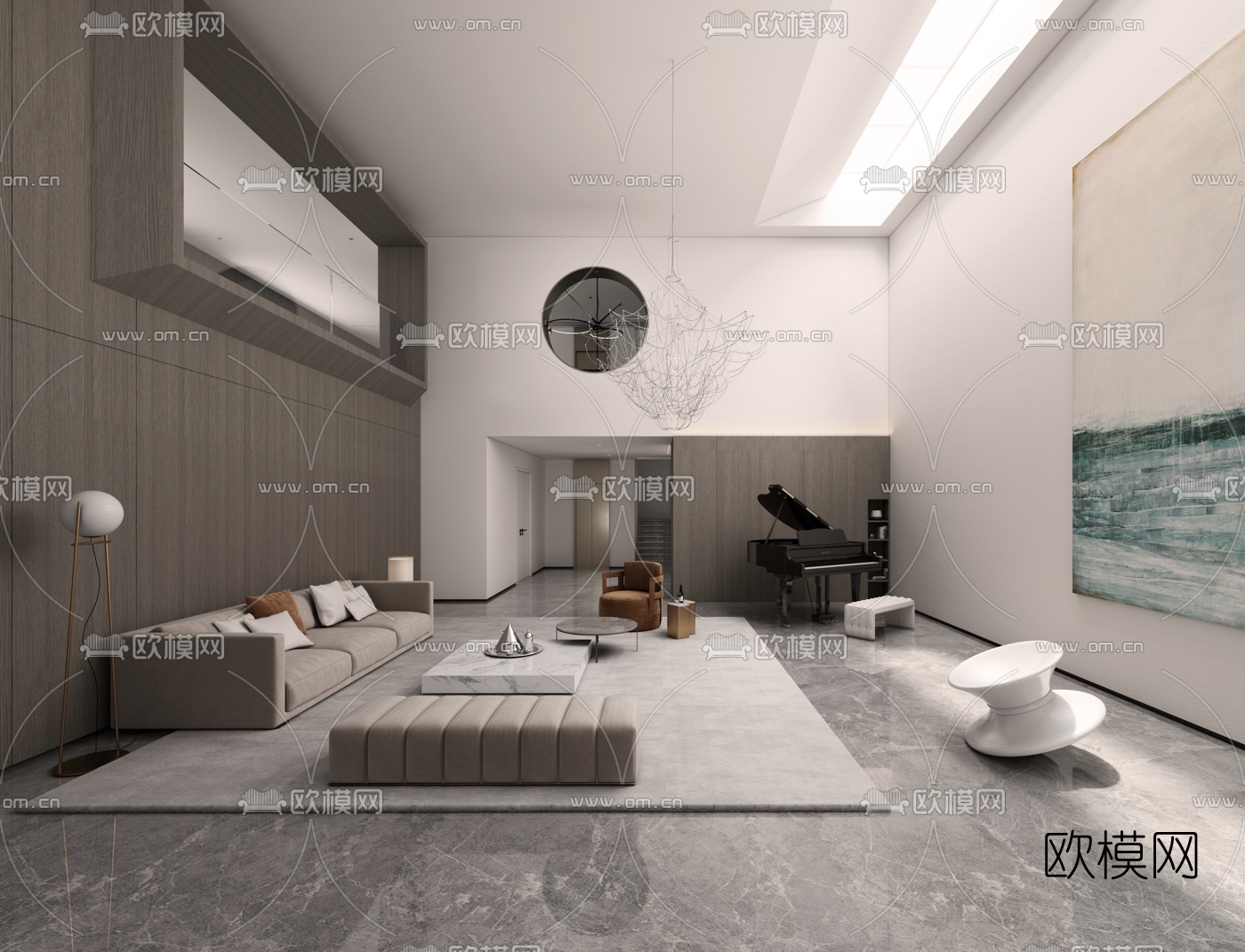 现代客厅休闲娱乐室3d模型下载_ID10225553_3dmax免费模型-欧模网