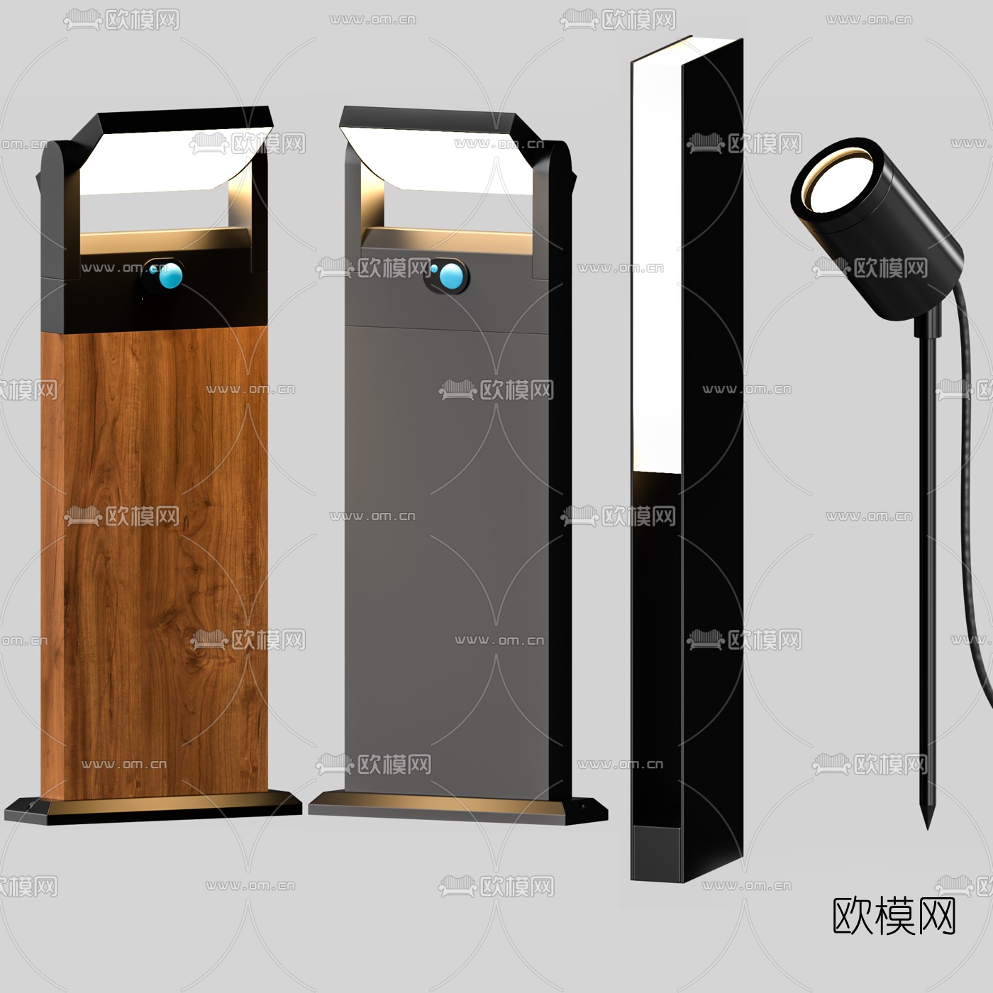 现代户外草坪灯组合3d模型