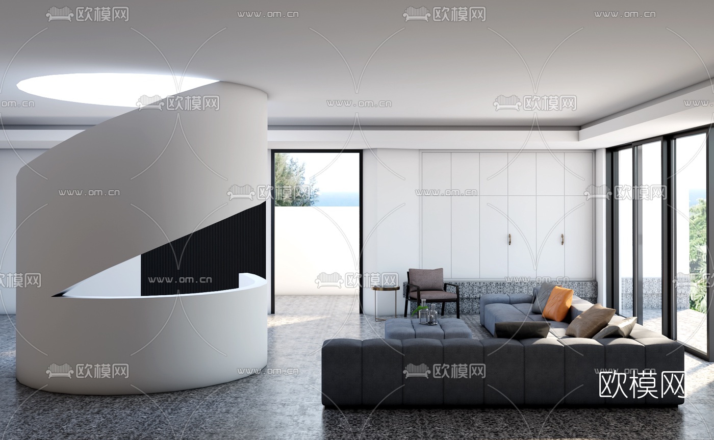 现代极简客厅3d模型