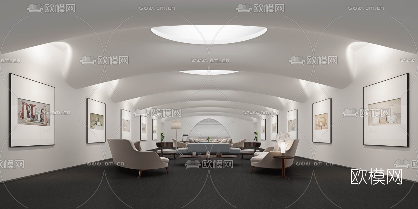 现代简约休闲区3d模型