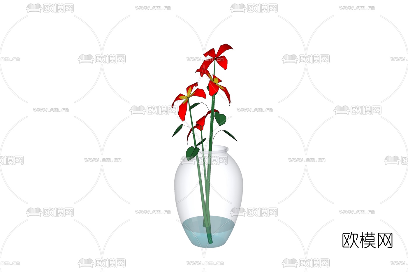 现代花卉花瓶免费su模型下载