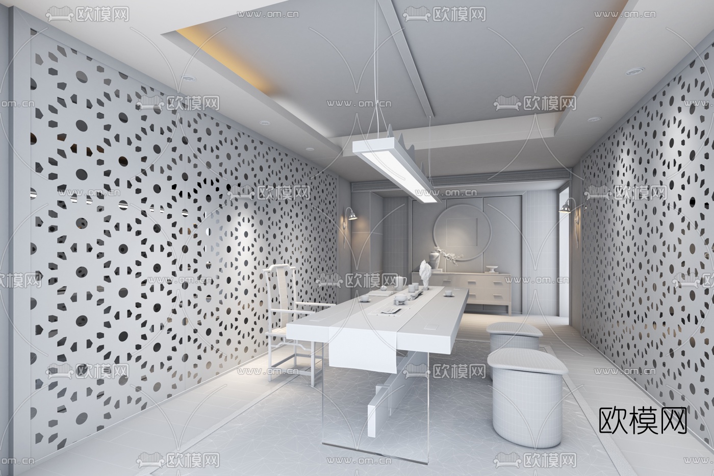 方磊设计 新中式茶室3d模型