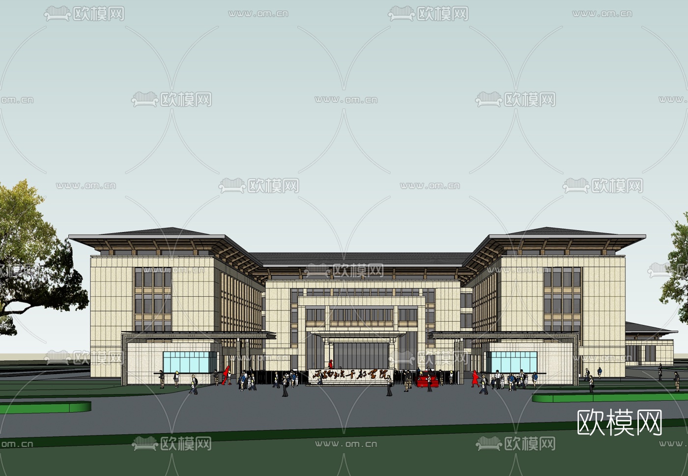 新古典学校教学楼免费su模型下载