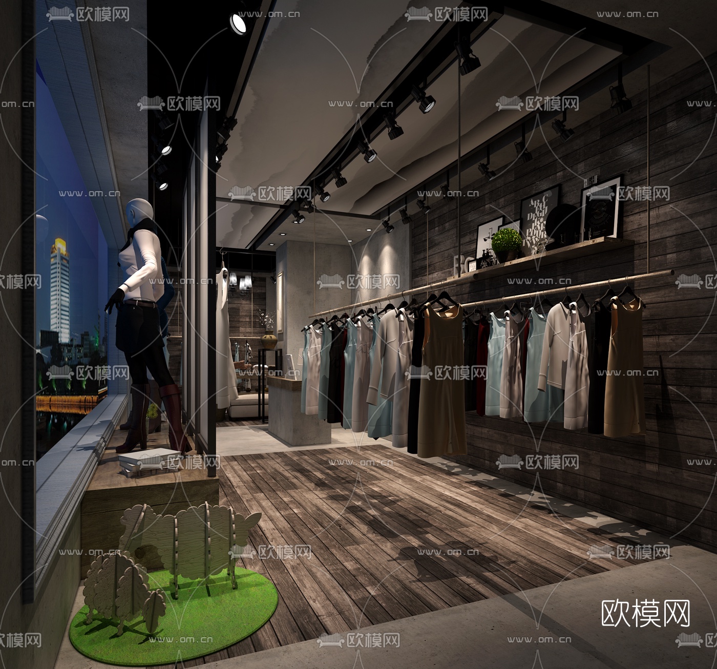 工业风服装店免费3d模型下载（渲染图2）