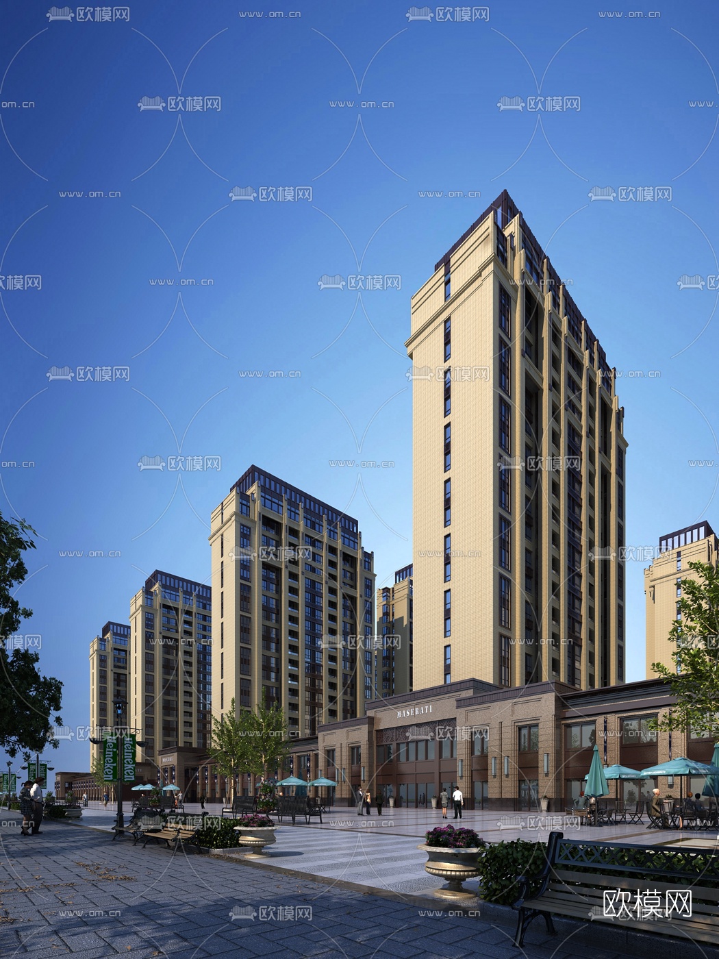 简欧住宅小区外观3d模型