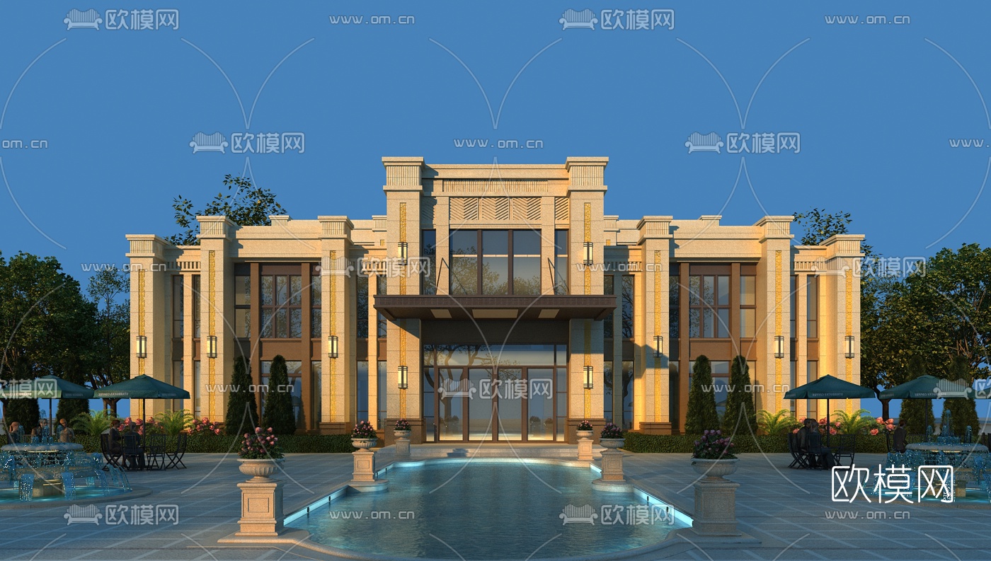 简欧售楼处外观3d模型