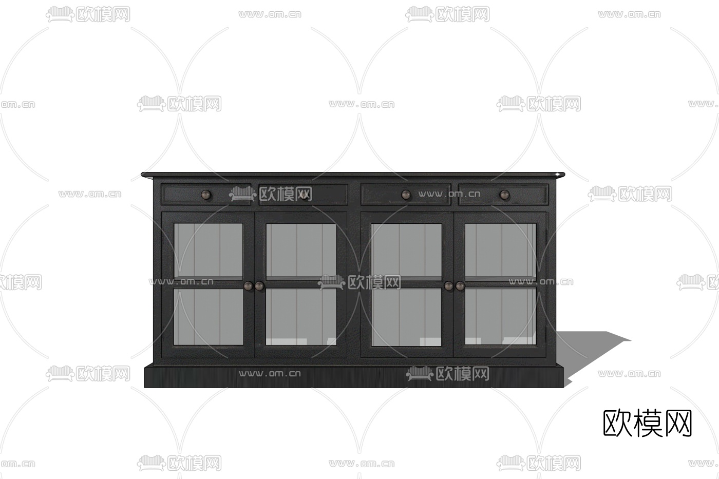 欧式实木餐边柜免费su模型下载