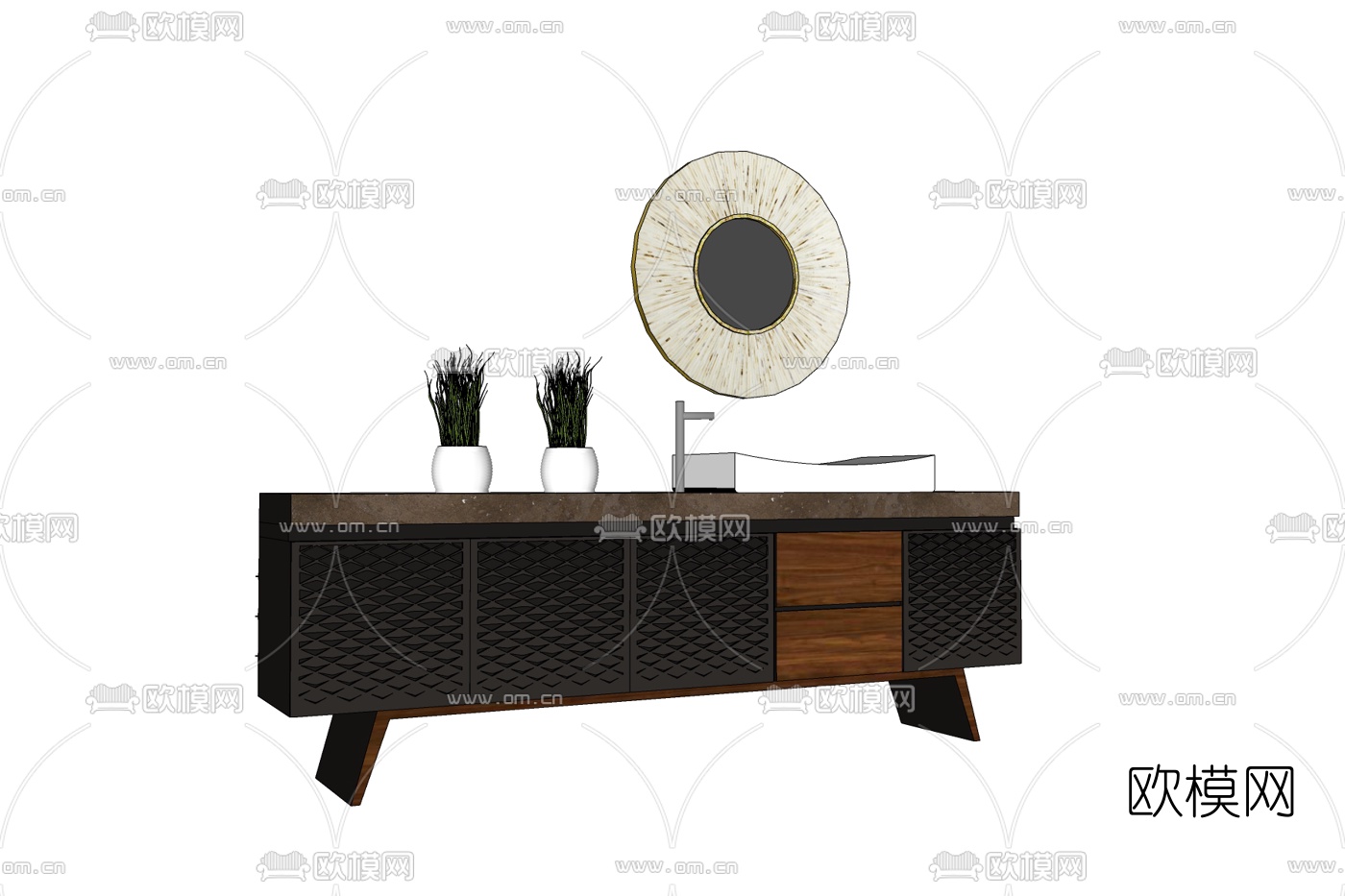 现代浴室柜洗手台免费su模型下载