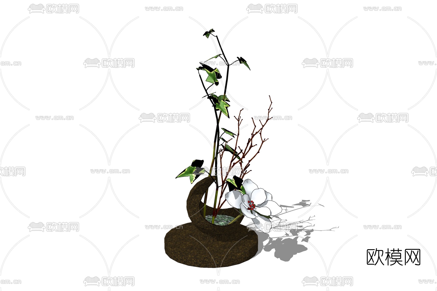 现代花艺盆栽免费su模型下载