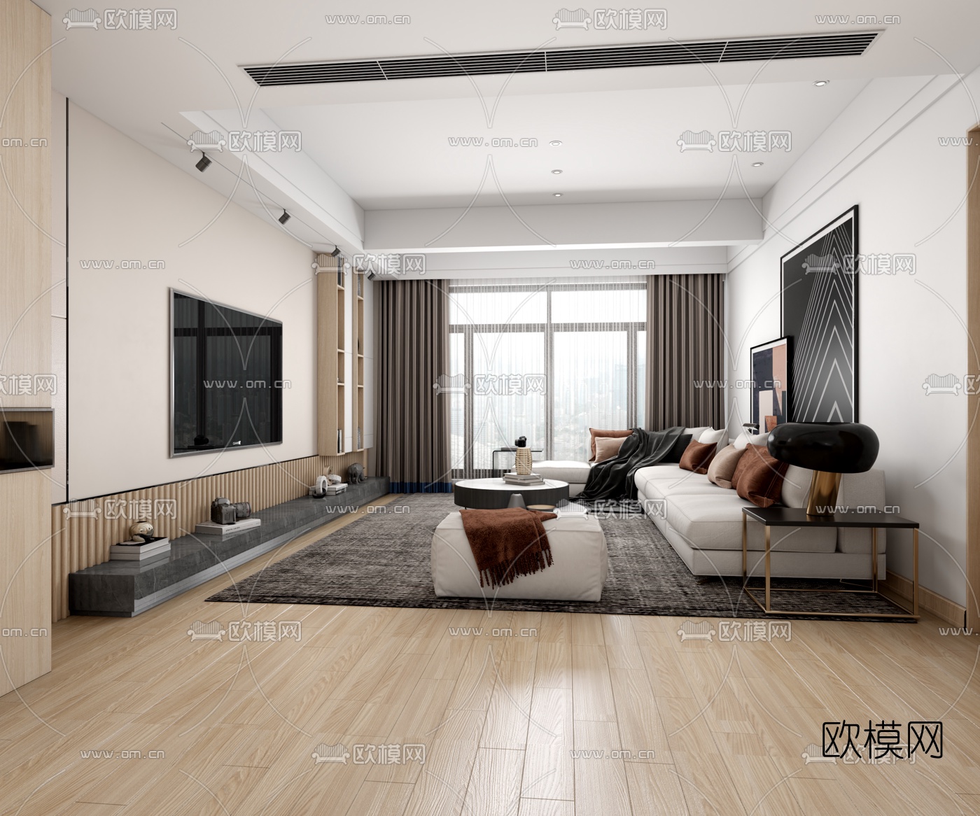 后现代简约客厅餐厅3d模型