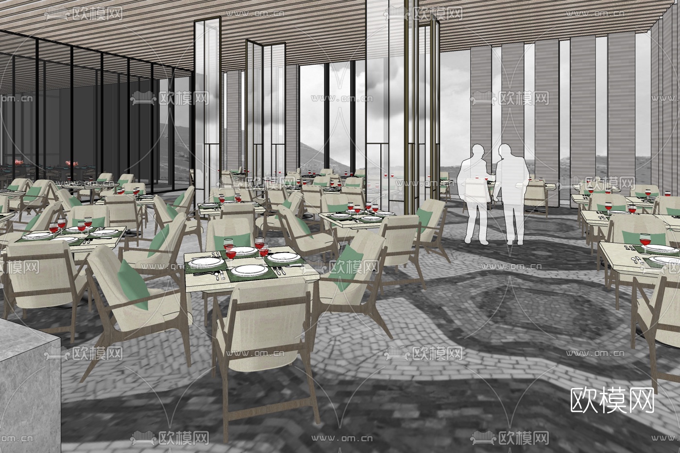 北欧快餐店免费su模型下载