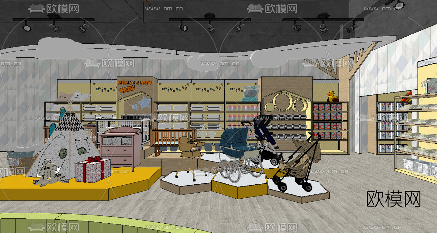 现代母婴专卖店su模型下载（渲染图3）