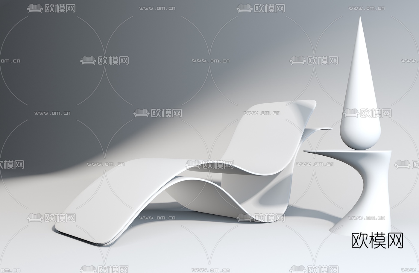 后现代轻奢躺椅组合3d模型