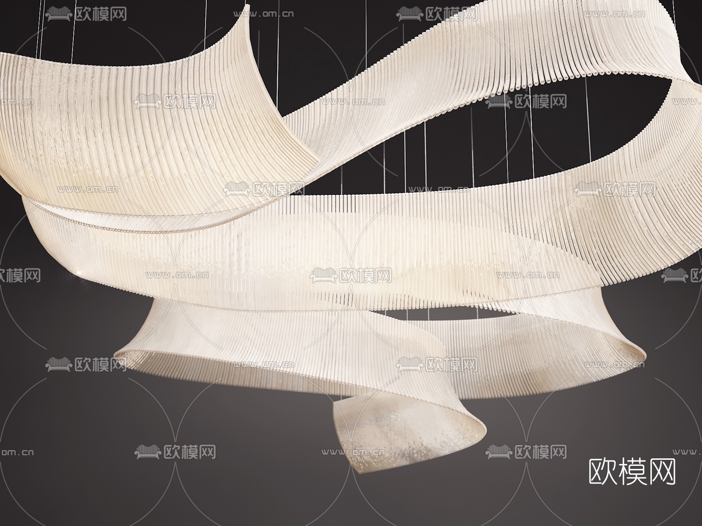 现代大型水晶装饰灯3d模型下载（渲染图1）