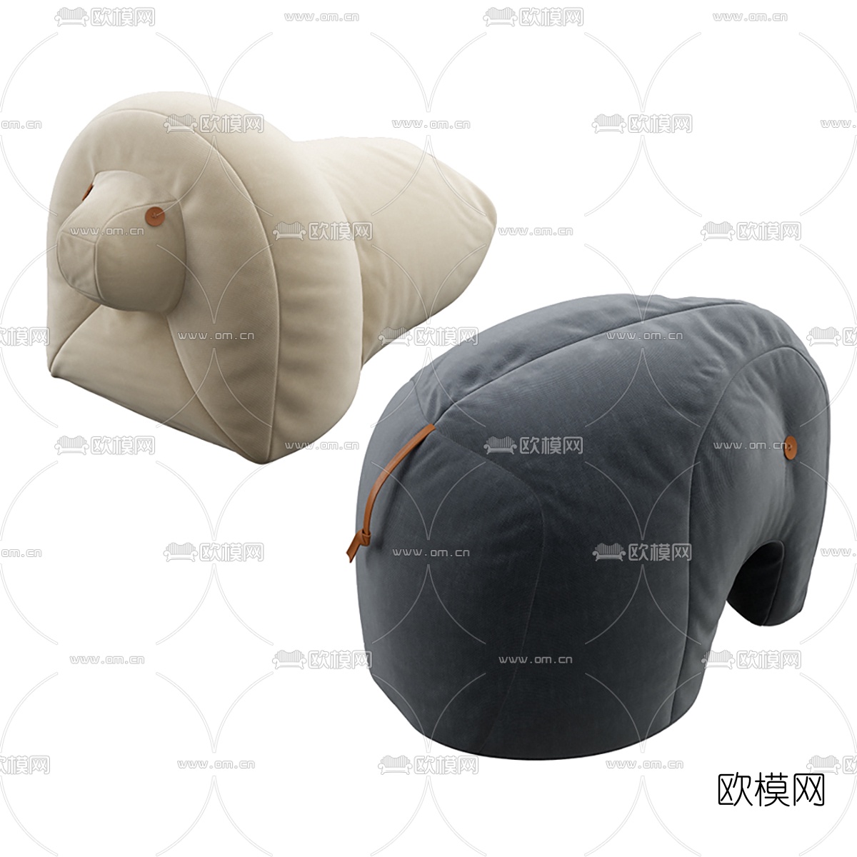 北欧布艺儿童动物沙发凳3d模型下载