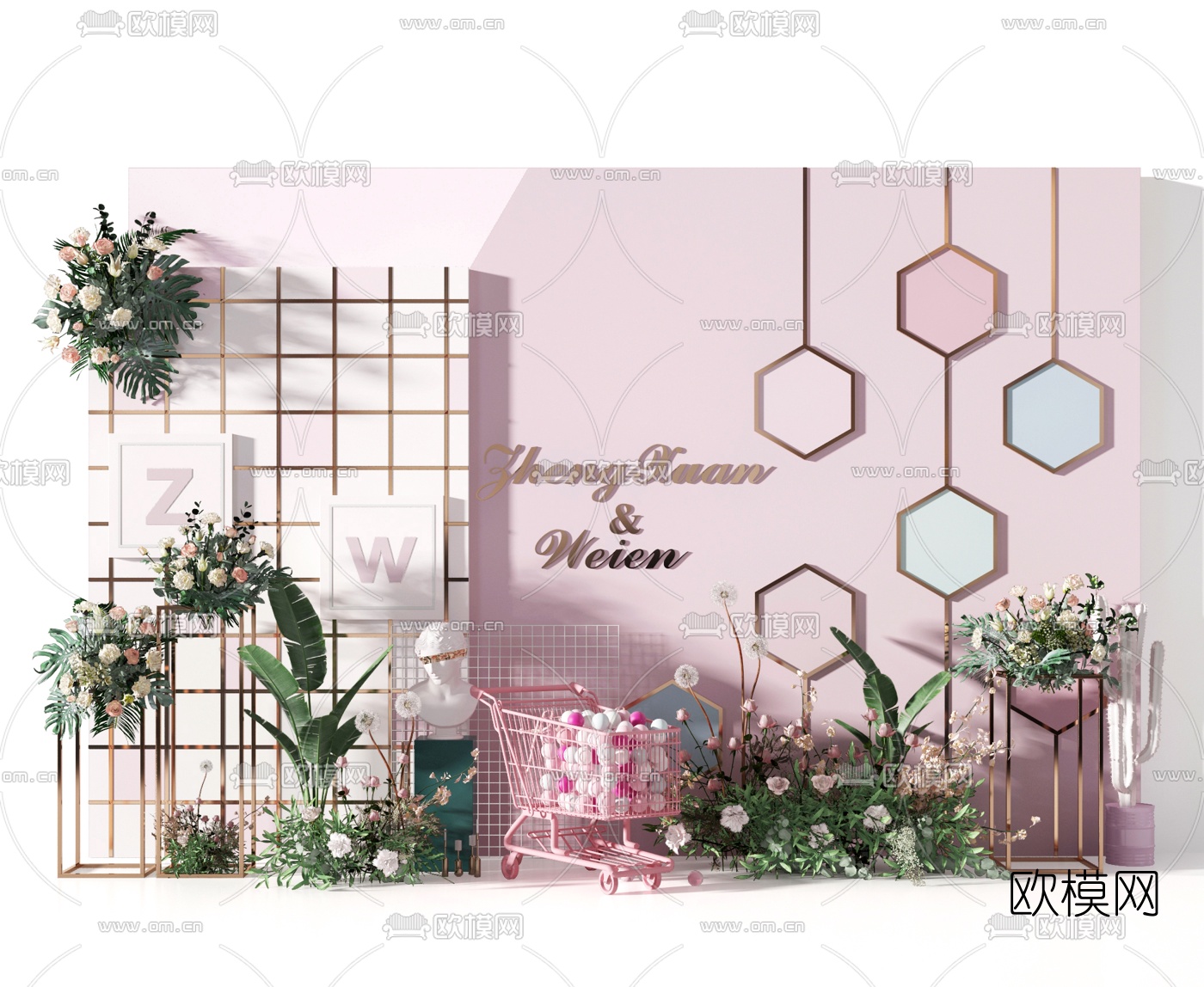 北欧花艺摄影美陈3d模型下载