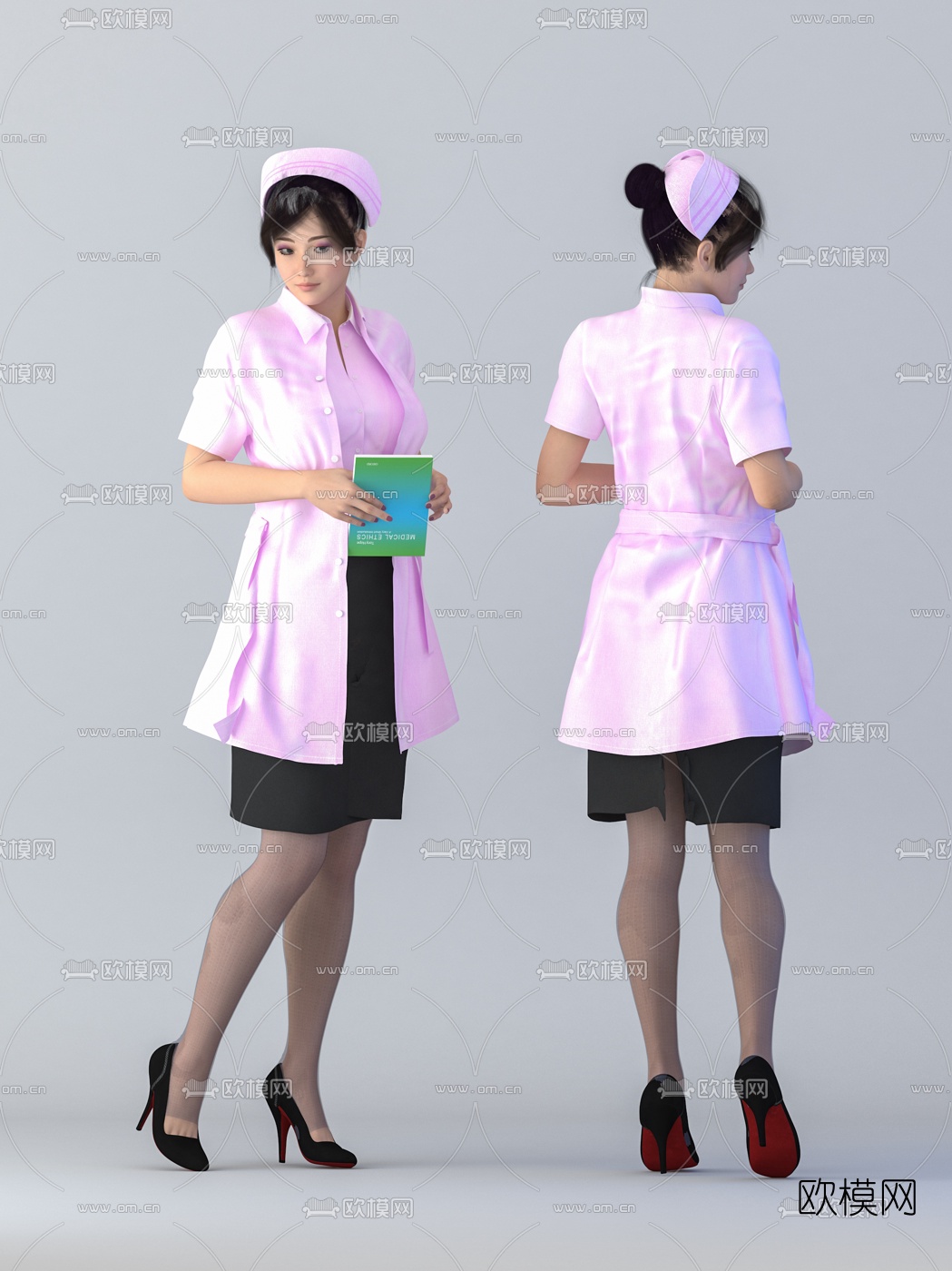 现代护士美女3d模型下载