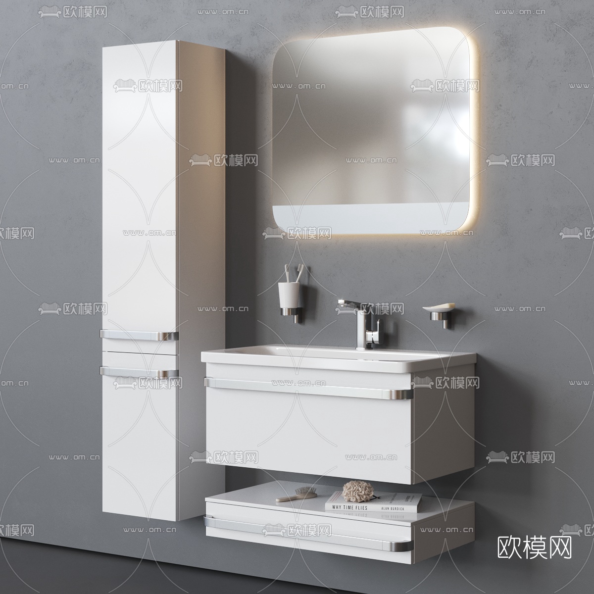 现代洗手盆浴室柜3d模型