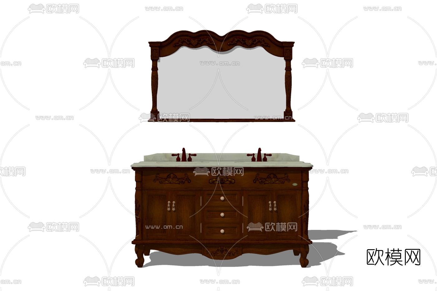 欧式实木浴室柜免费su模型下载