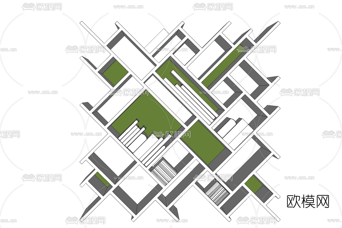 现代实木壁柜免费su模型下载