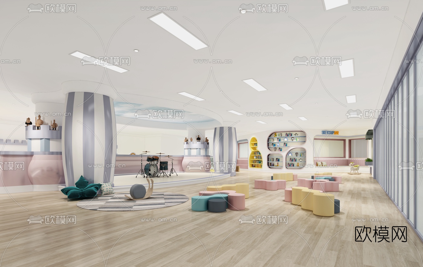 现代幼儿园培训教室3d模型