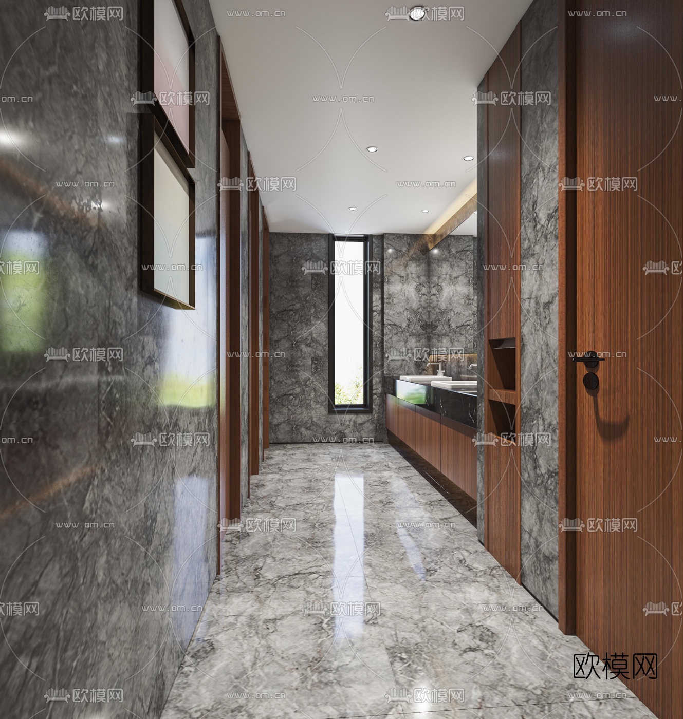 现代公用卫生间3d模型下载（渲染图1）