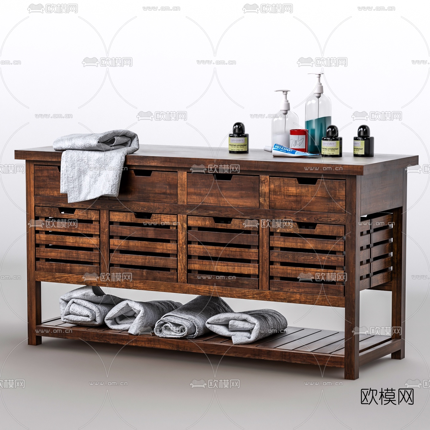 工业风实木浴室柜3d模型下载