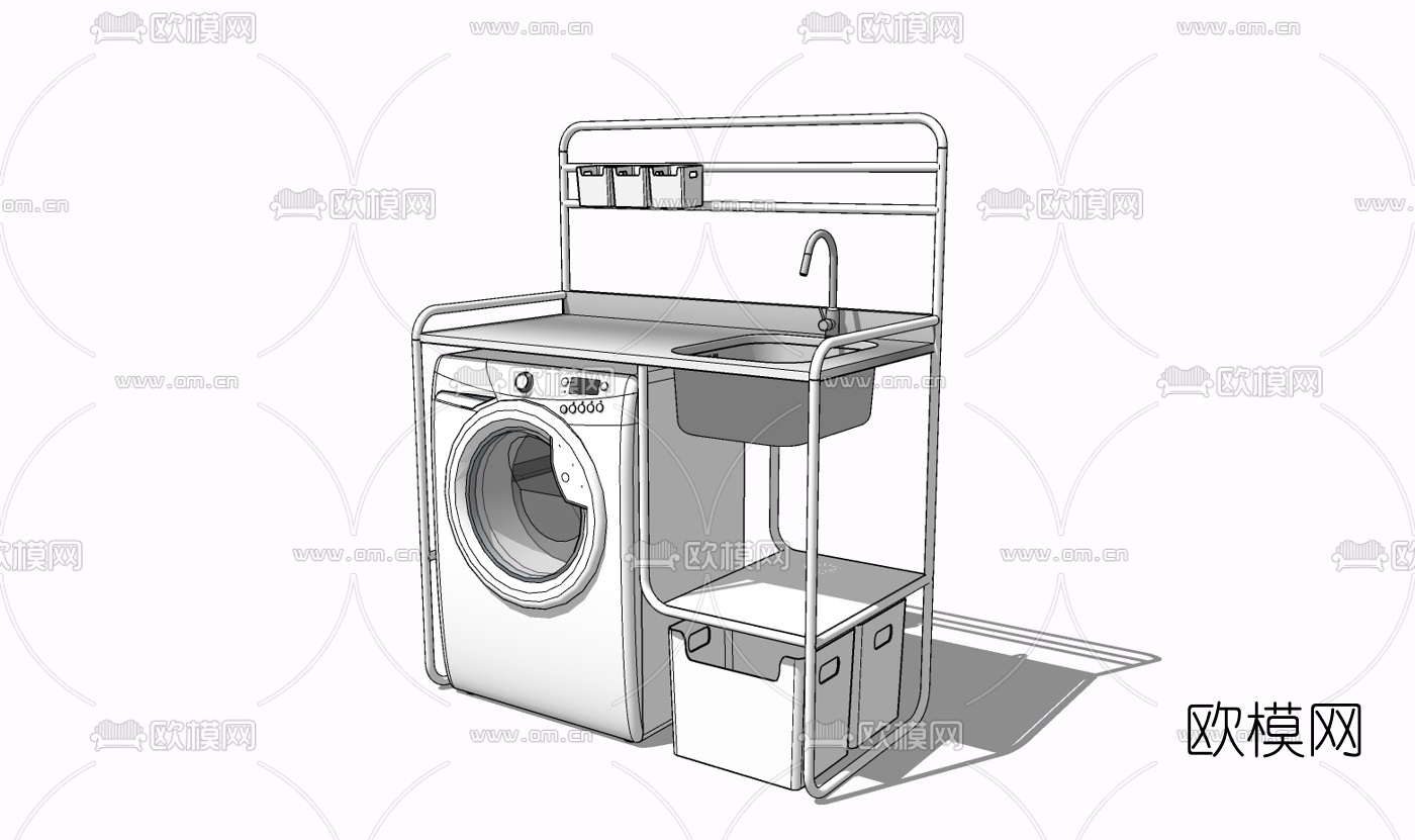 现代洗衣机免费su模型下载