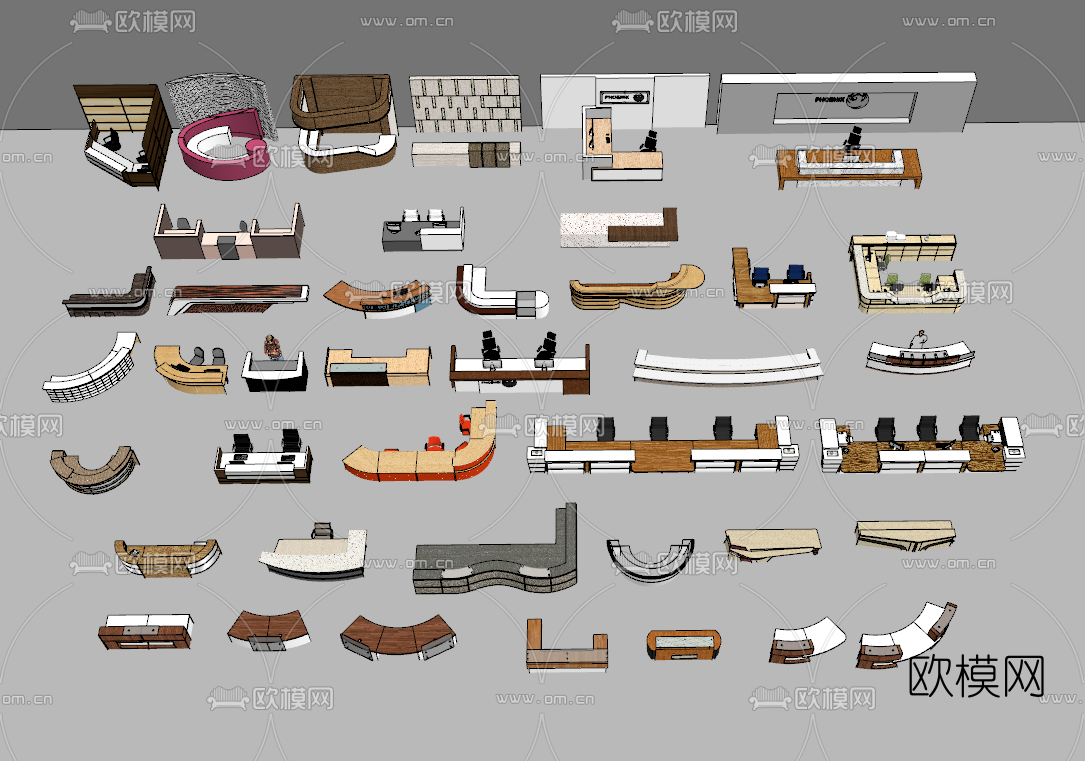 现代接待台组合su模型下载（渲染图4）