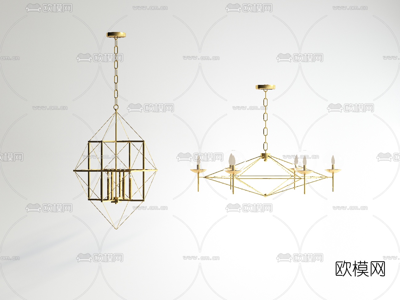 现代轻奢吊灯su模型下载（渲染图1）