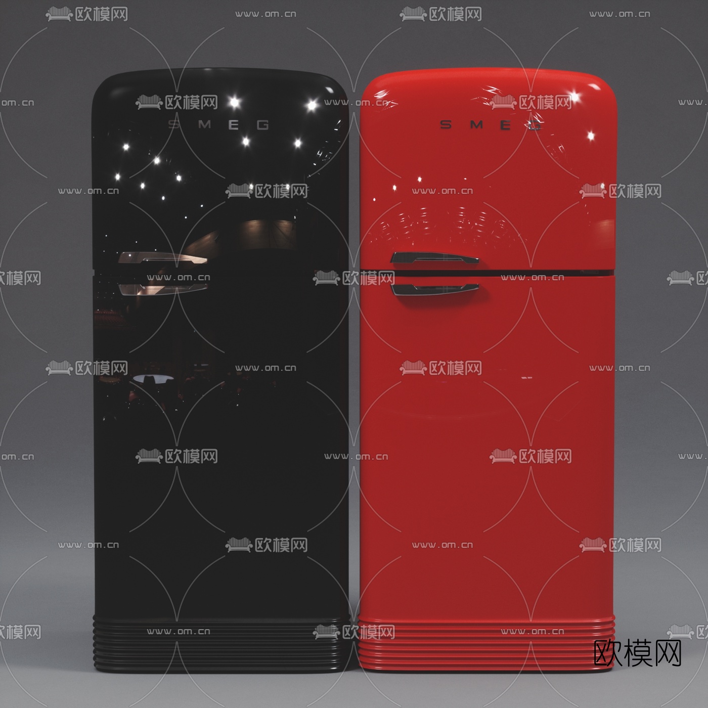 现代单开门冰箱3d模型