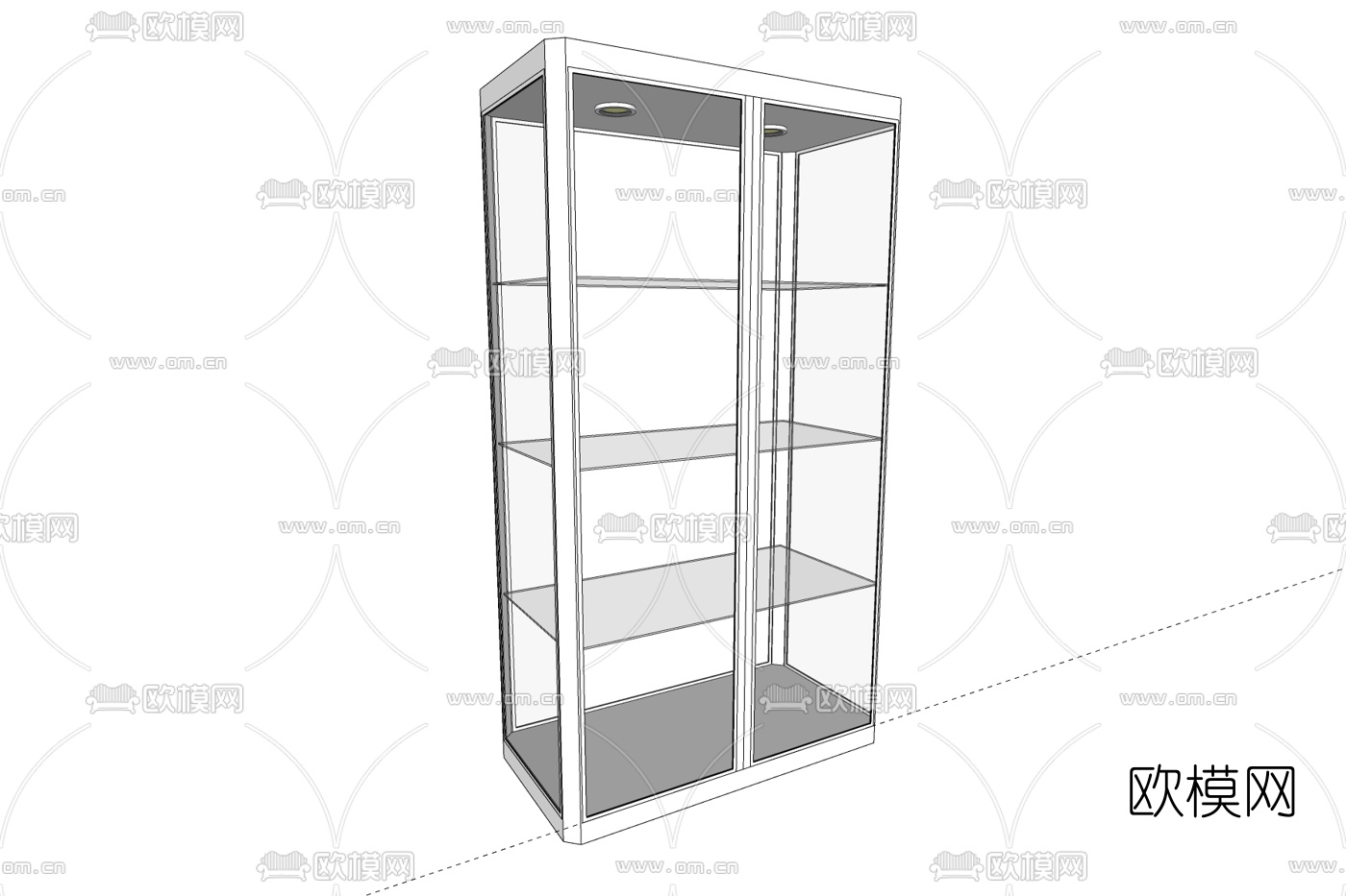 现代玻璃装饰柜免费su模型下载