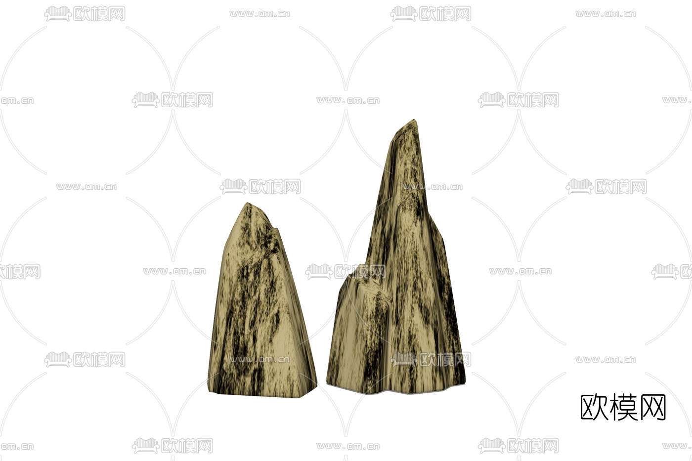 新中式假山小品免费su模型下载