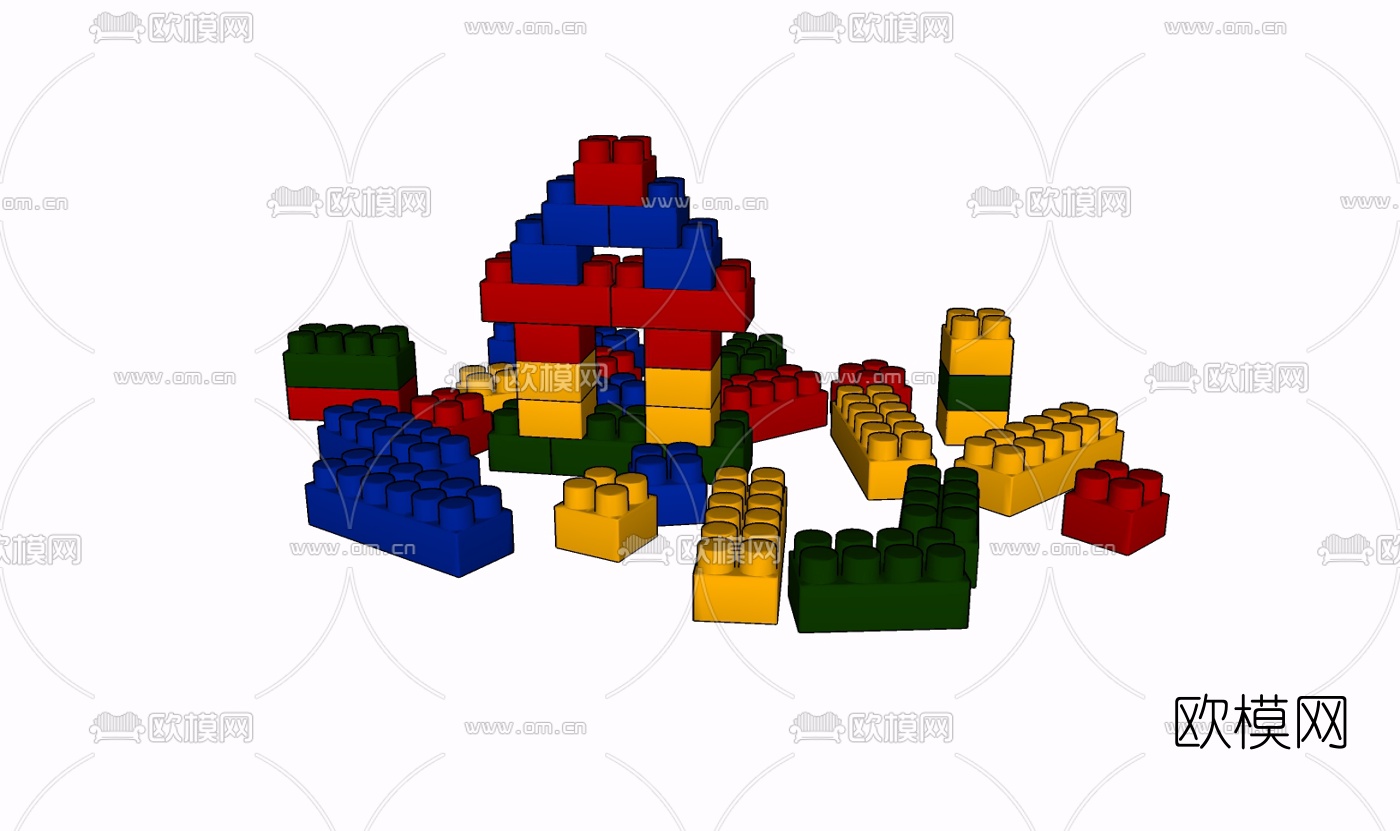 现代积木玩具免费su模型下载