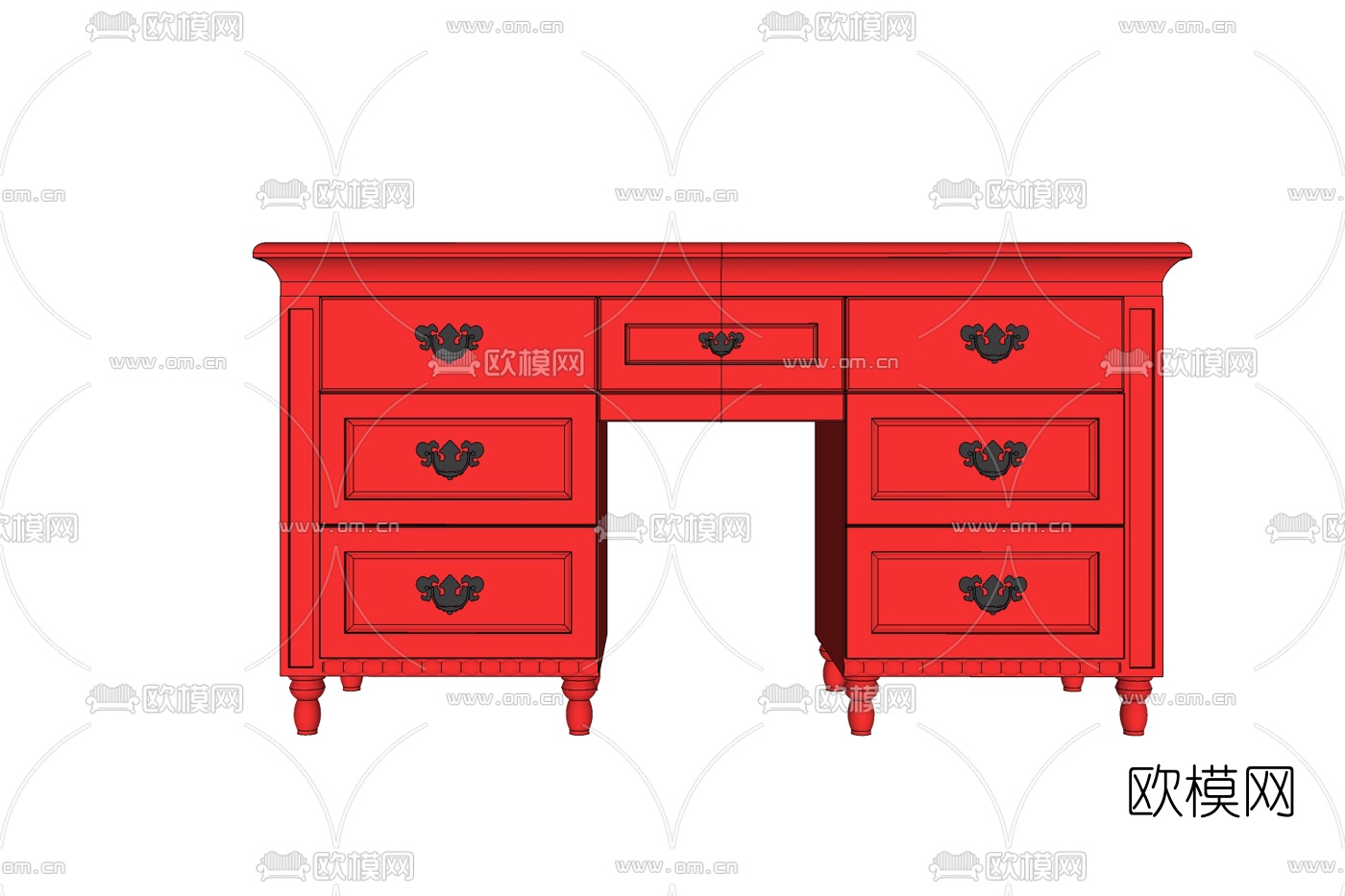 简欧实木边柜免费su模型下载