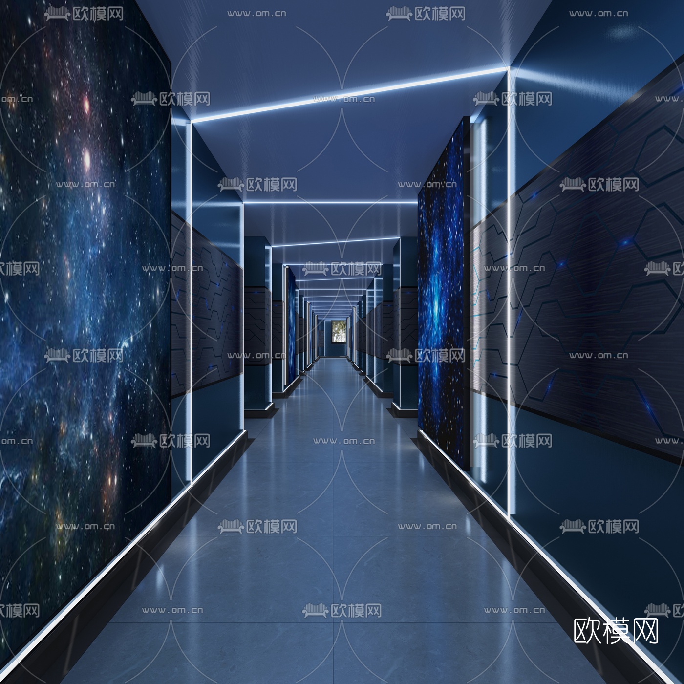 现代科技风KTV过道3d模型下载_ID10213823_3dmax免费模型-欧模网