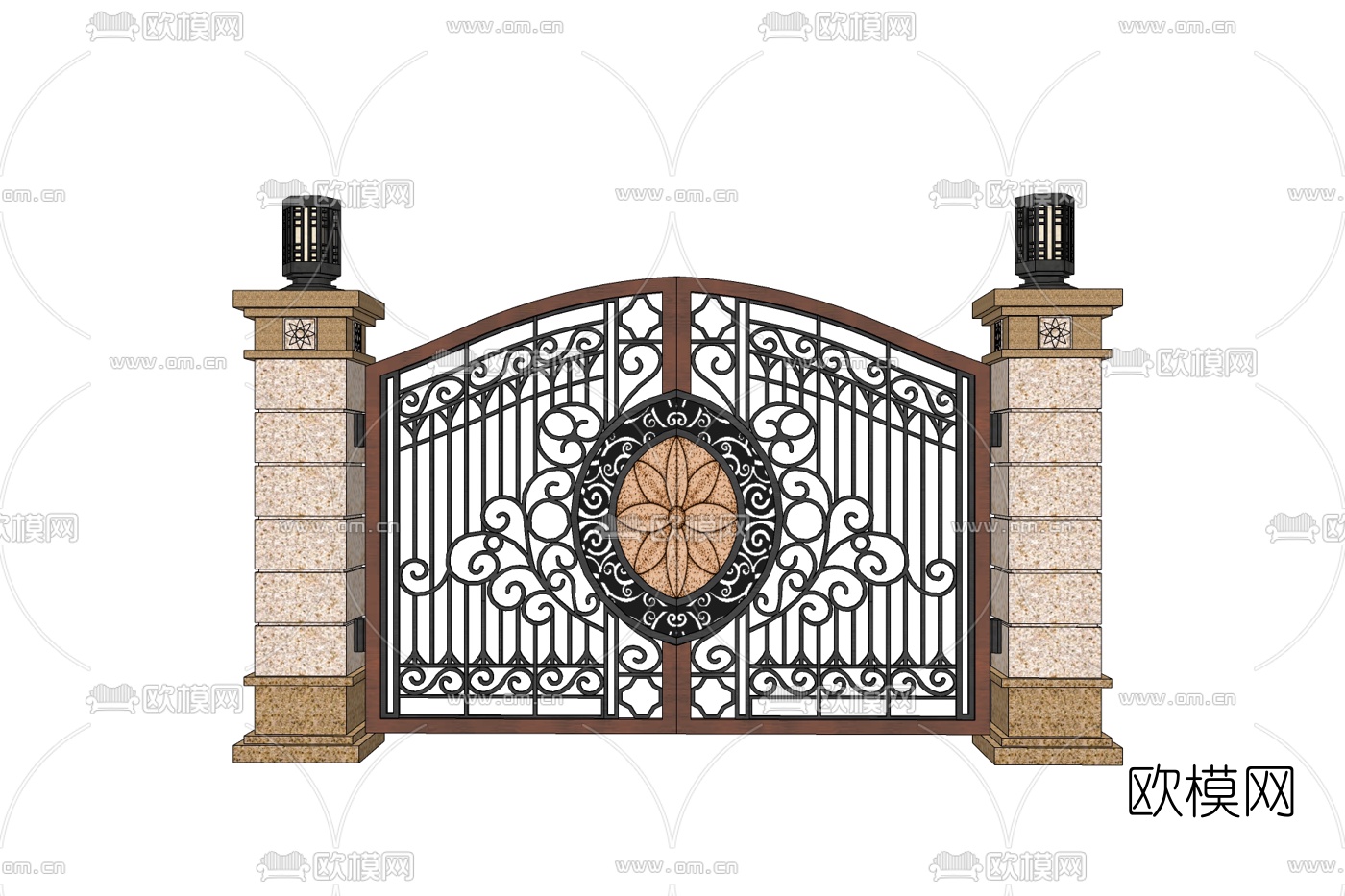 美式入户大门免费su模型下载