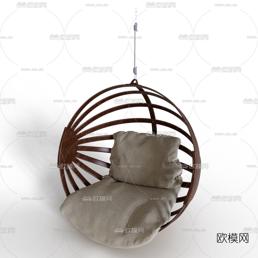 北欧原木吊椅免费3d模型下载