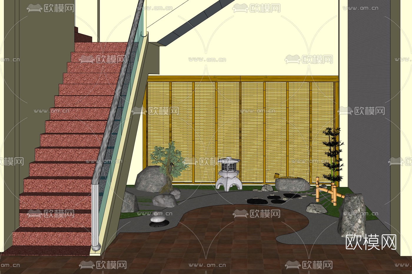 现代楼梯免费su模型下载