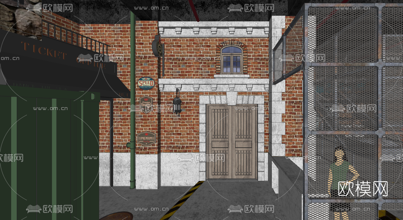 工业风街头篮球嘻哈主题酒吧su模型下载（渲染图10）