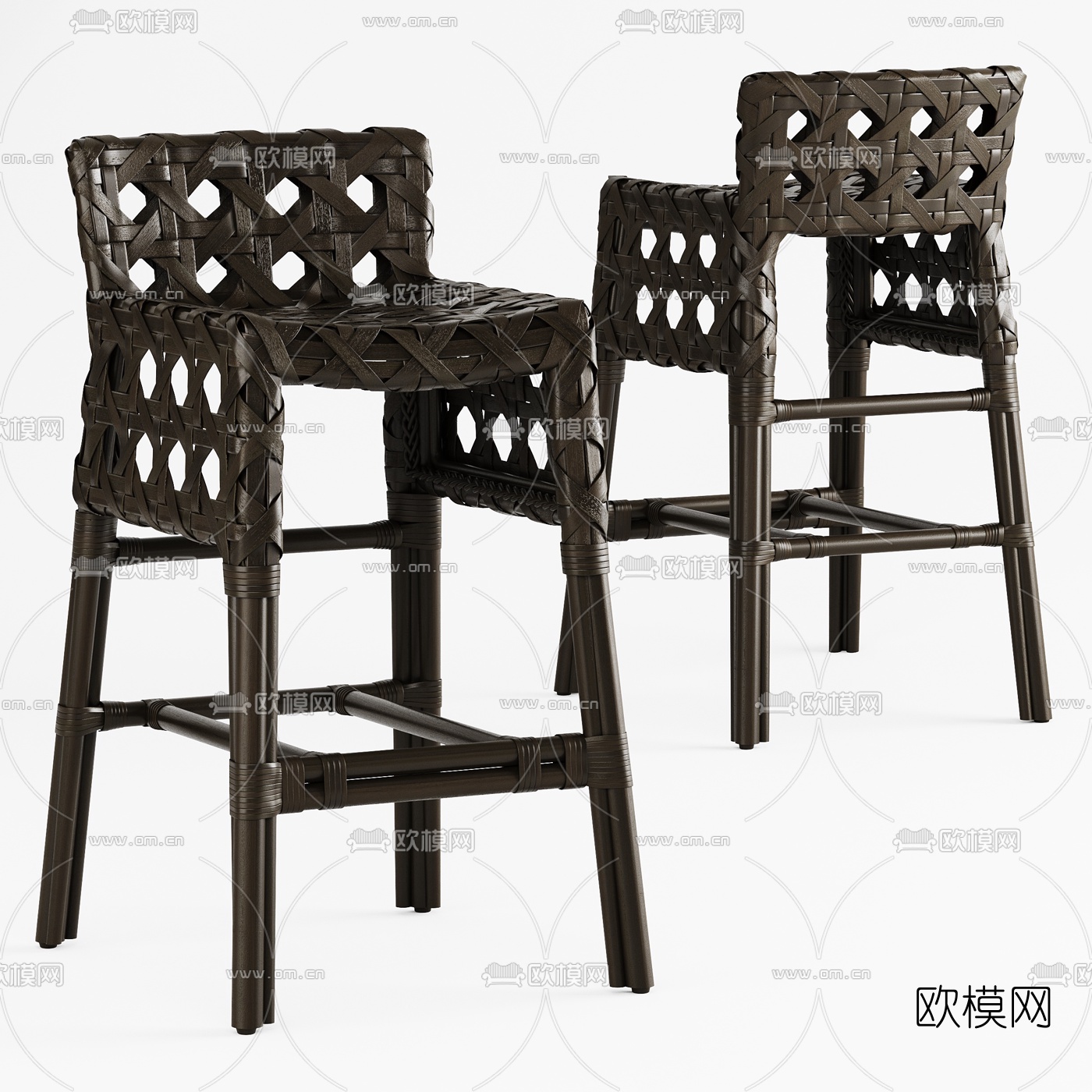 工业风编织吧台椅3d模型