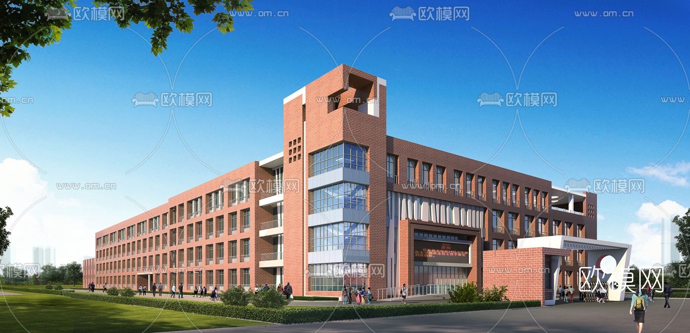 现代学校建筑外观3d模型
