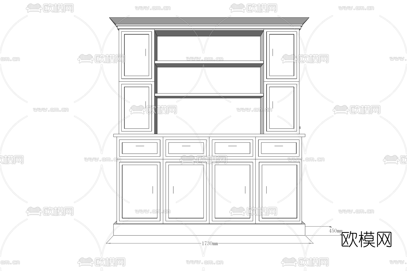 欧式实木装饰柜免费su模型下载